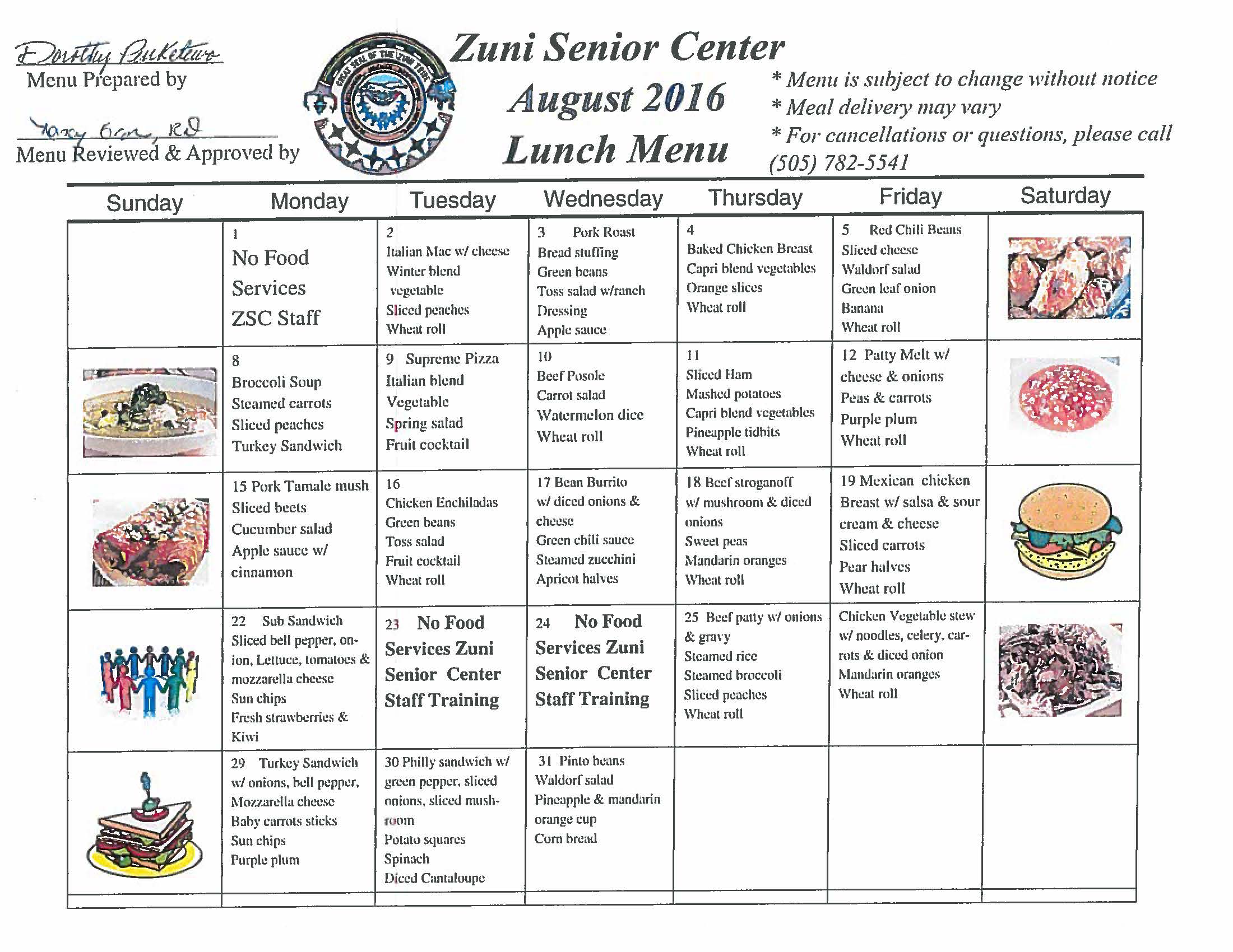 Maplewood Career Center Lunch Menu Meals on Wheels/ Senior Lunch Menu